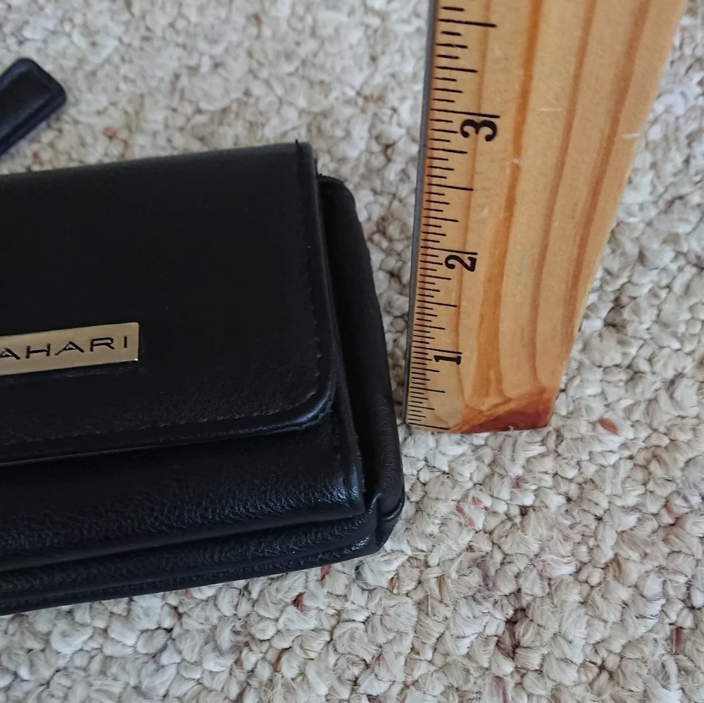 Tahari Snap Trifold ID pocket Black Faux Leather Wallet